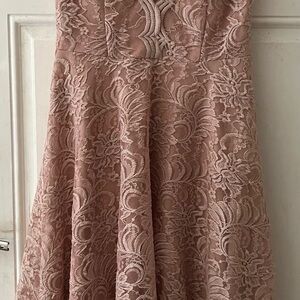 City Triangles Lace Dress Blush Pink Hi-Low V-Neck Sleeveless Size 7
